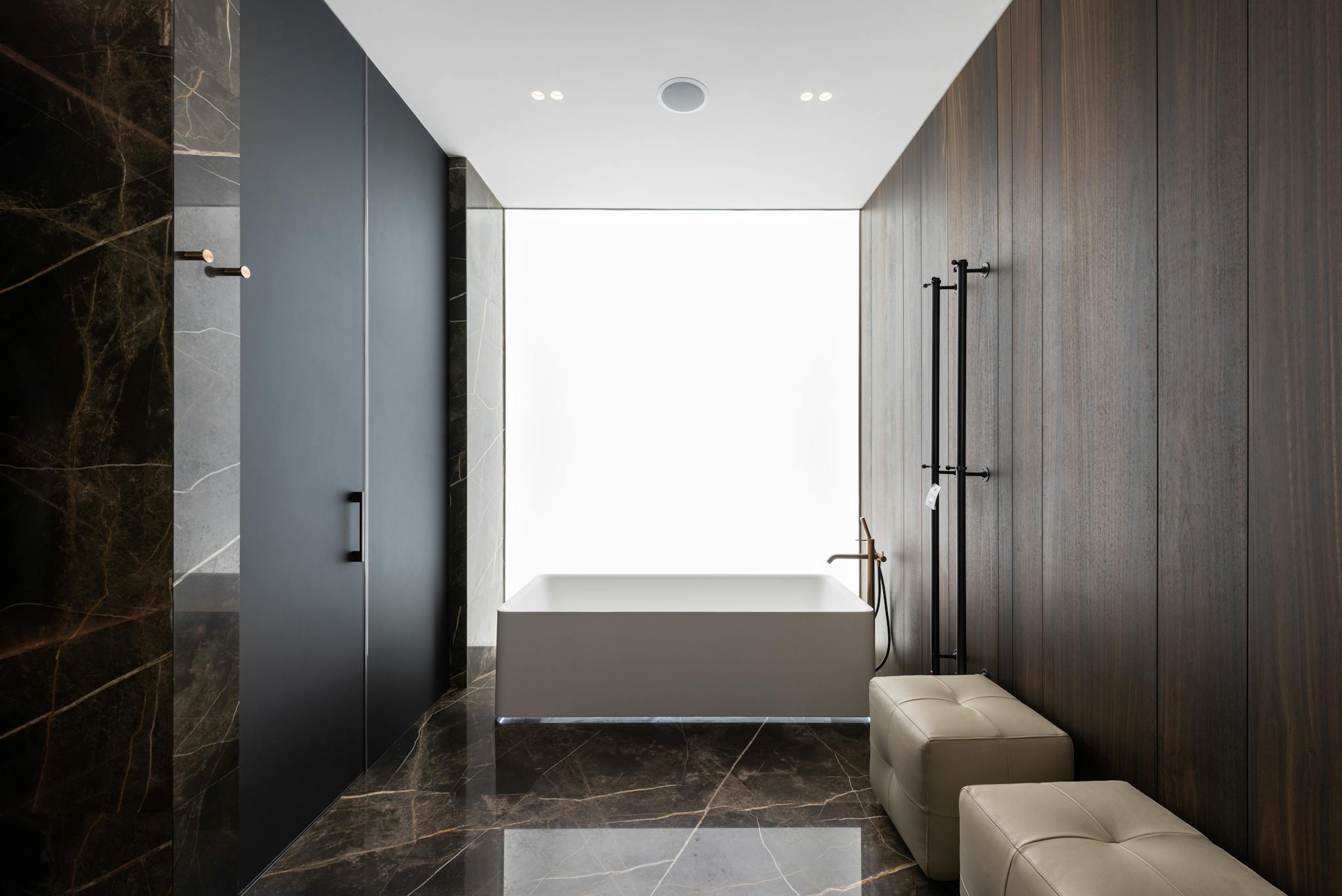 Sleek and modern bathroom with luxury finishes and spacious layout.